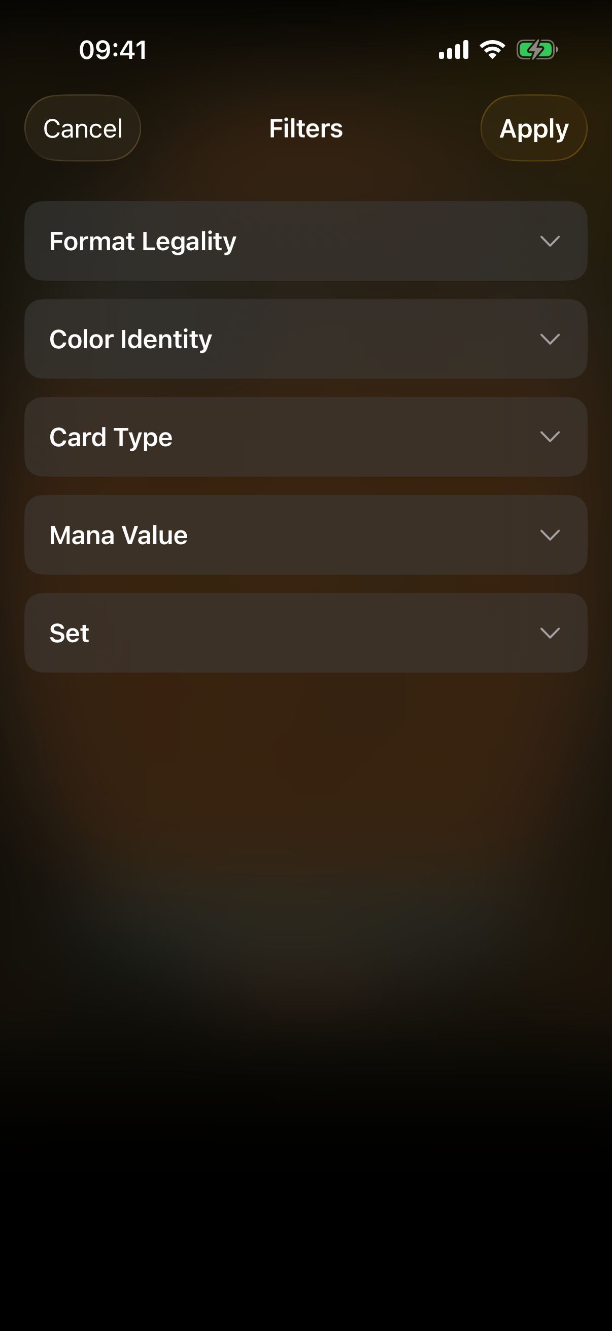 The Filters sheet with all five sections