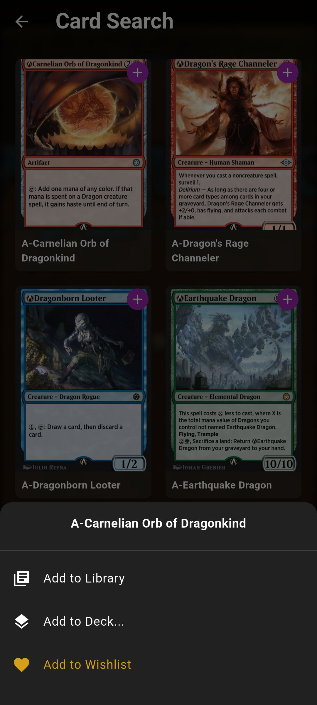 The quick-add popover over a card