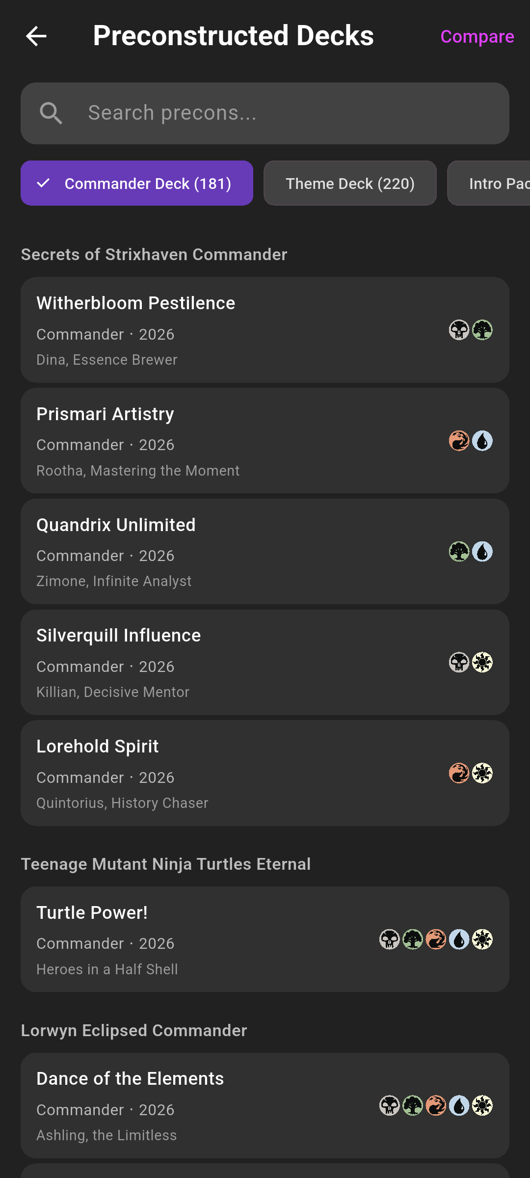 Importing a preconstructed deck