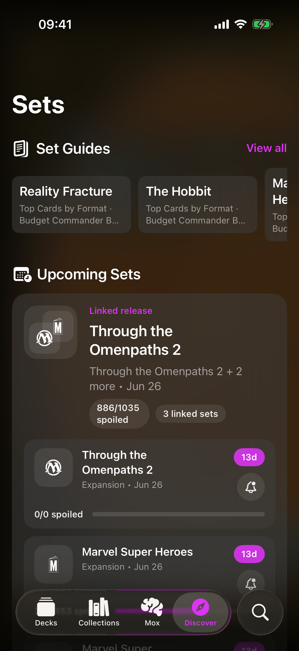 The Discover screen