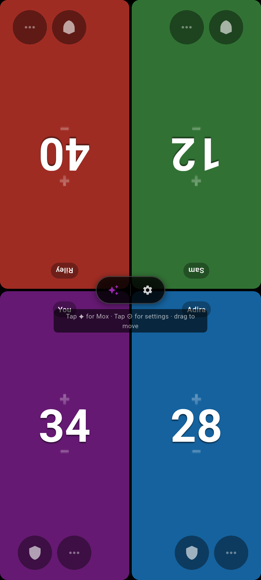 A game in progress with player panels