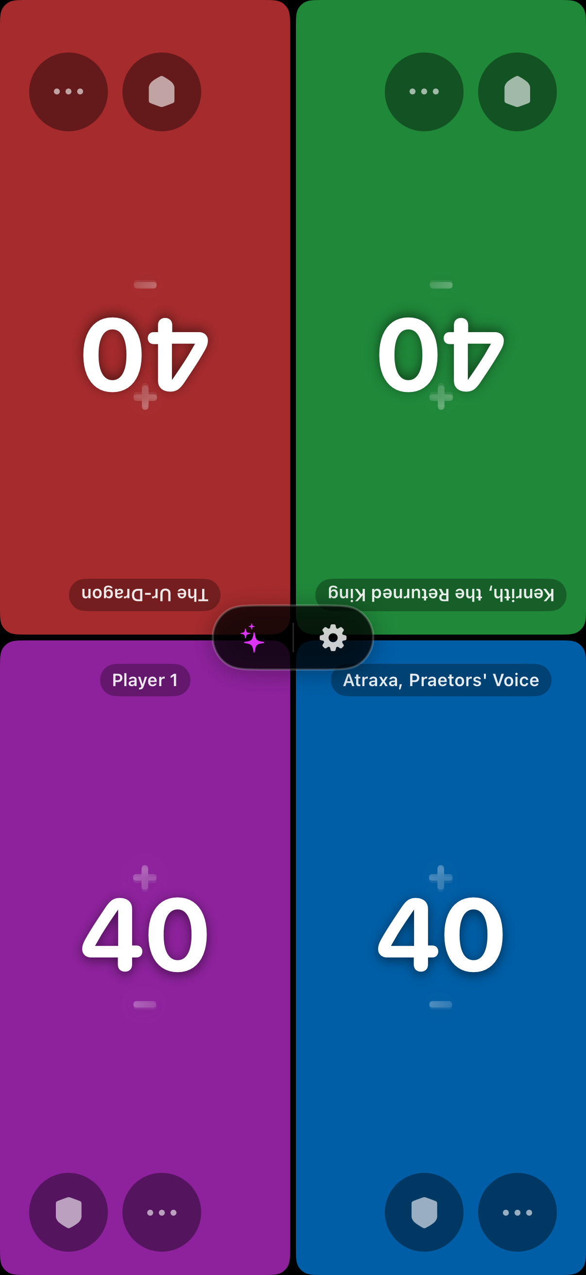 A game in progress with player panels