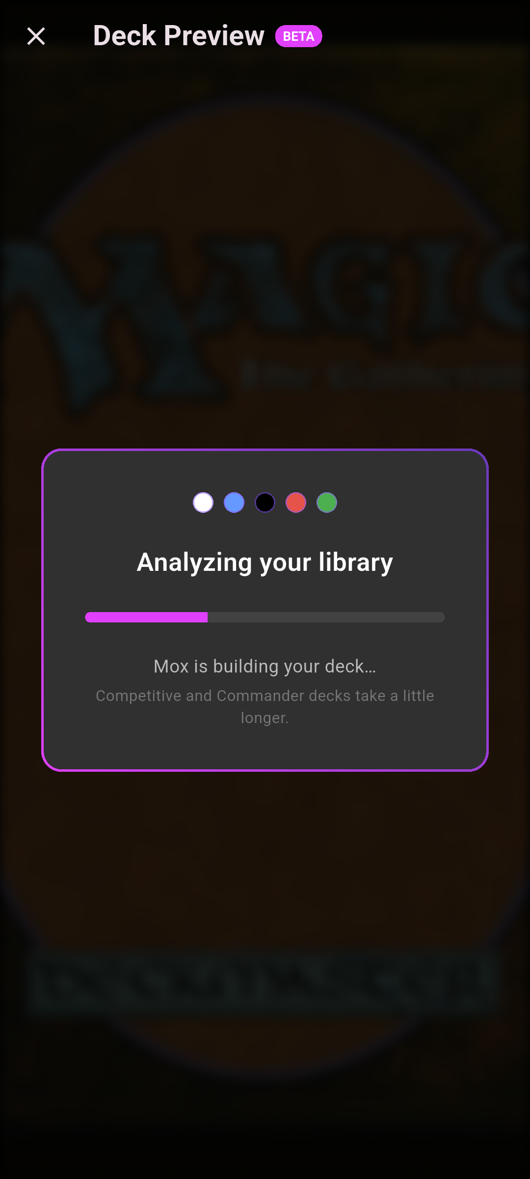 The generated deck with reasoning and card lists