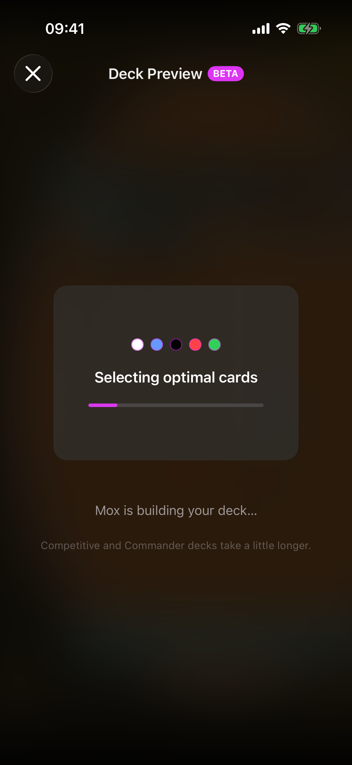 The generated deck with reasoning and card lists