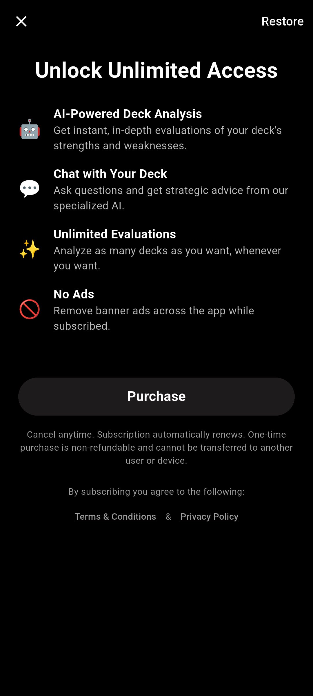 Compendium Pro upgrade screen listing plan options with monthly and annual prices and a Restore button